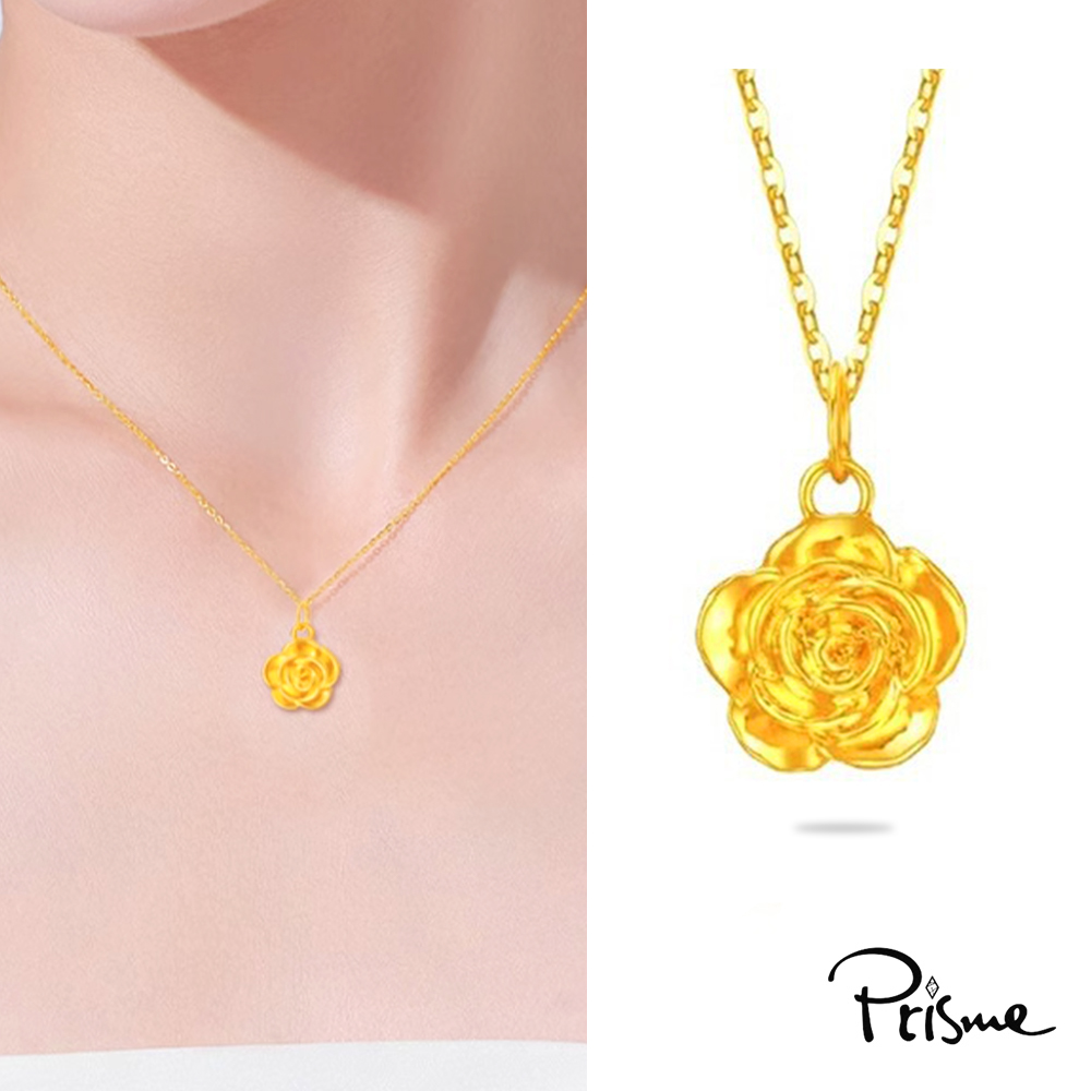 【Prisme Gold】黃金項鍊 玫瑰 鍊墜項鍊 (金重:約0.07錢&plusmn;0.03), , large