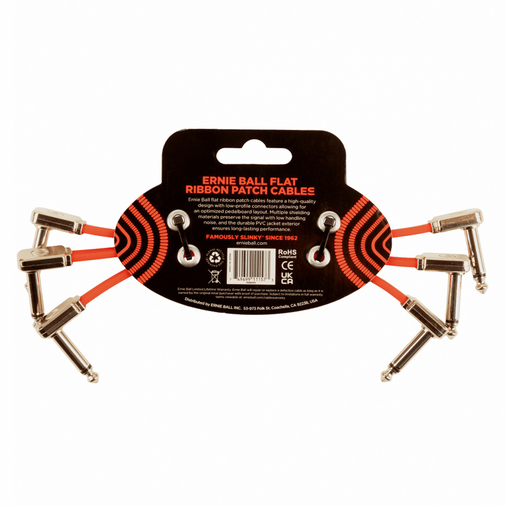 ERNIE BALL 6' Cable 3Pcs 短導線一組三條 橘紅色款【敦煌樂器】, , large