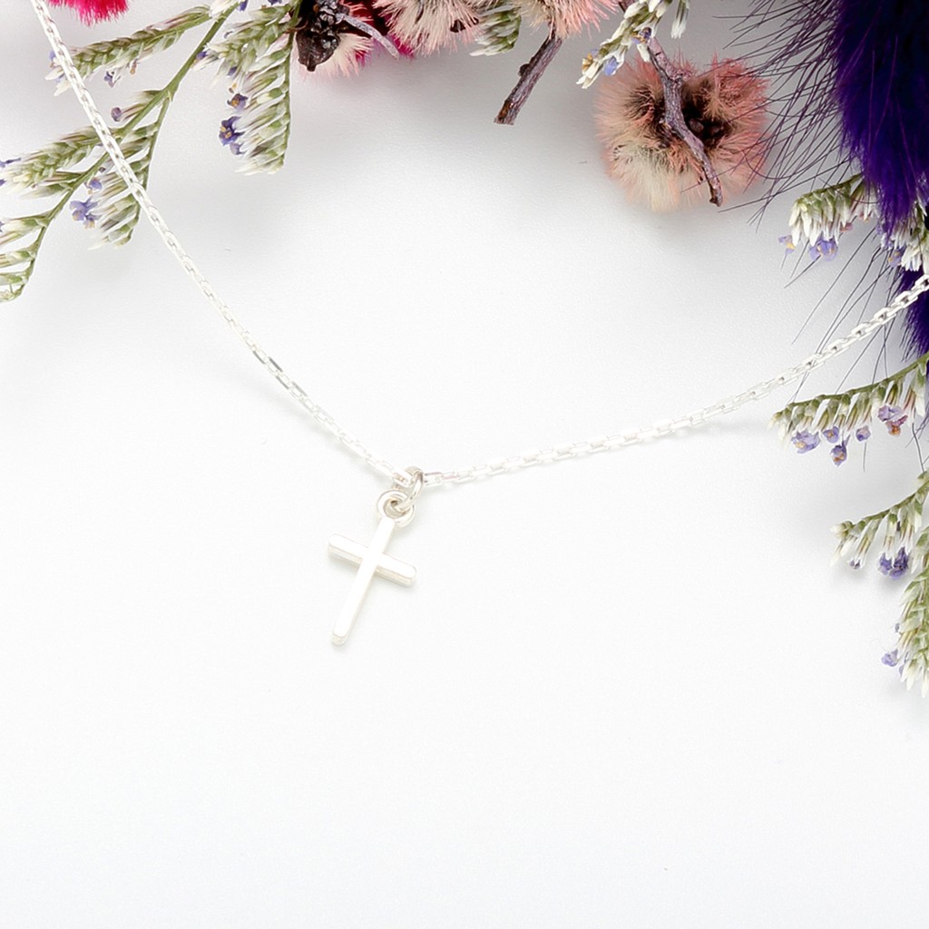 【Angel & Me】Simple Mini Cross s925 sterling silver necklace Faith God Jesus gift, , large