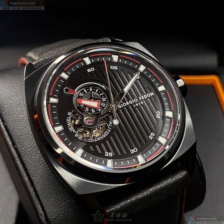[星晴錶業]GiorgioFedon1919手錶,42mm,GF00088黑色錶面黑錶殼深黑色真皮皮革錶帶款, , large