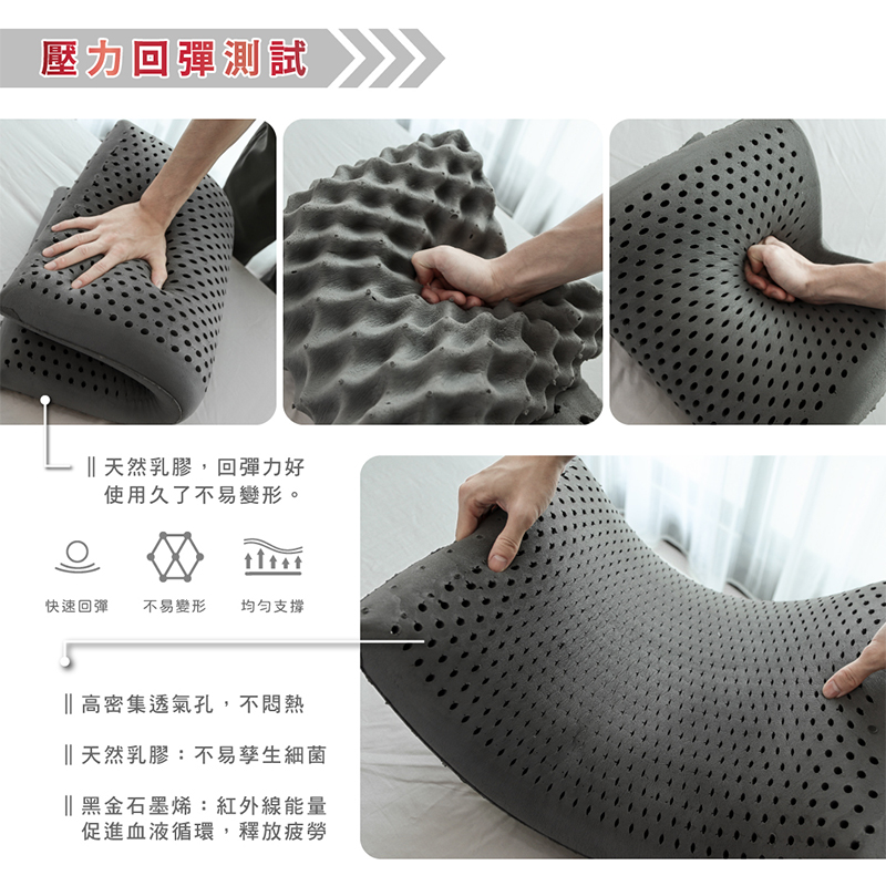 ［熊棉］黑科技石墨烯乳膠智慧枕｜工學型｜黑科技 石墨烯 乳膠 多功能 枕頭 舒適 高導熱 健康無毒, , large