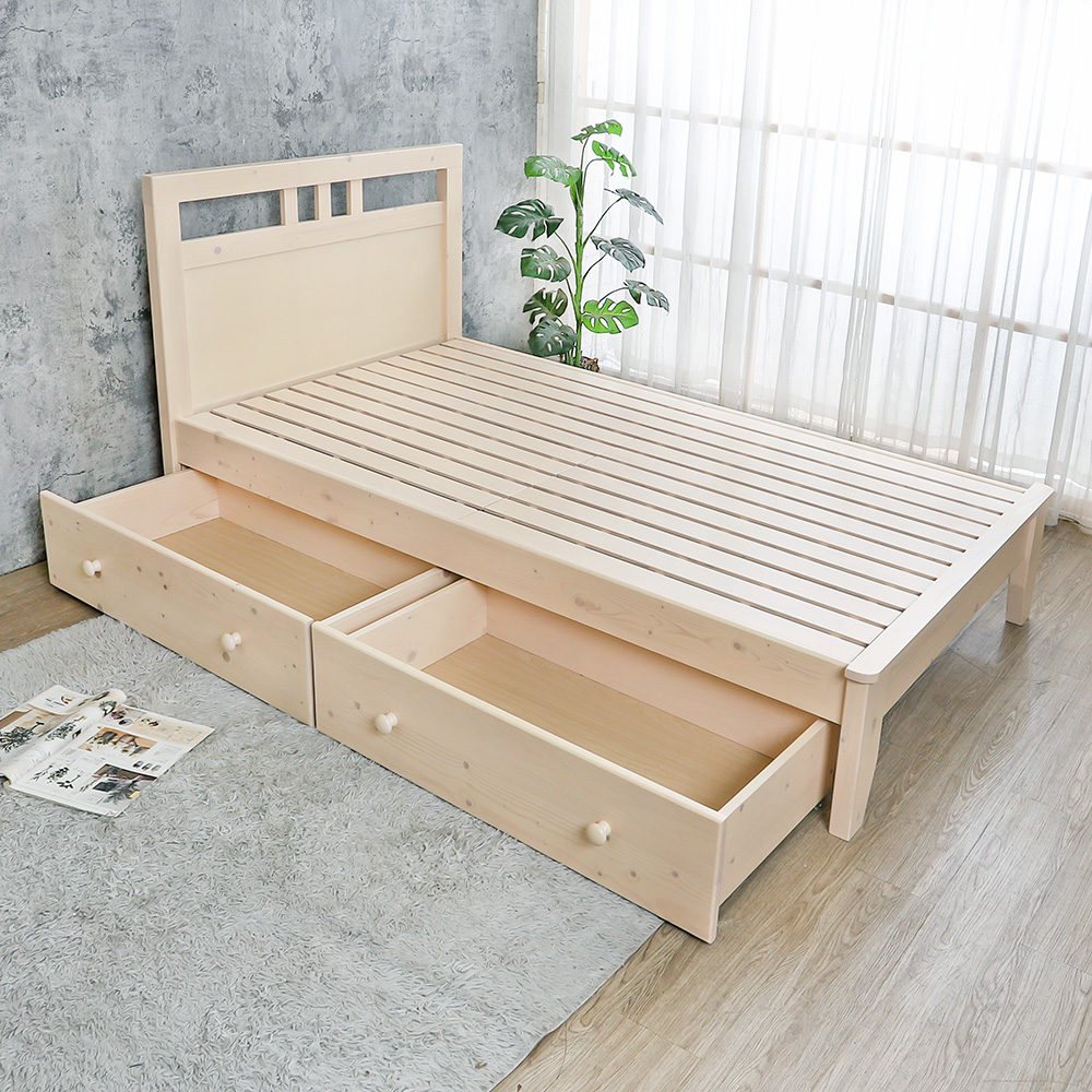 【BODEN】雀莉3.5尺實木單人床架/床組-抽屜型, , large