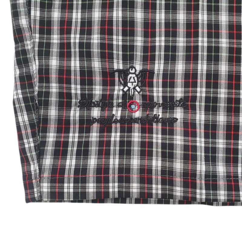 British style dark plaid casual shorts, , large