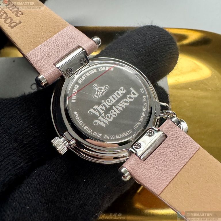 [星晴錶業]Vivienne Westwood手錶,32mm,VW30324銀白色錶面銀錶殼粉紅真皮皮革錶帶款, , large