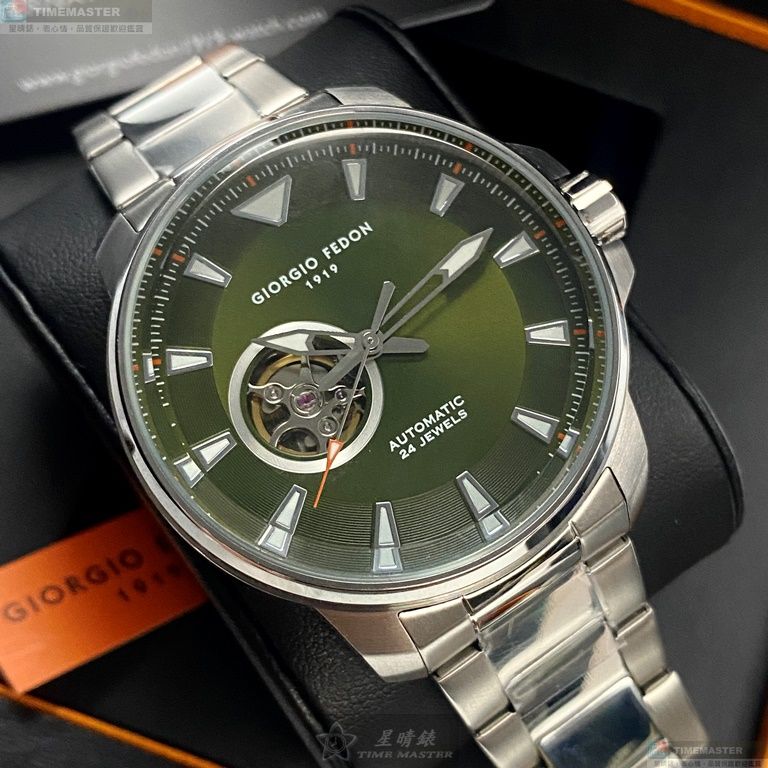 [星晴錶業]GiorgioFedon1919手錶,46mm,GF00120墨綠色錶面銀錶殼銀色精鋼錶帶款, , large