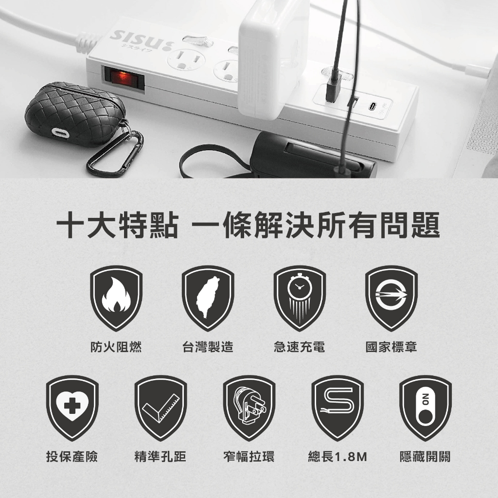 【福利品】極簡白延長線｜多款式任選｜1.8M｜功能正常｜外觀小瑕疵｜台灣製造, , large