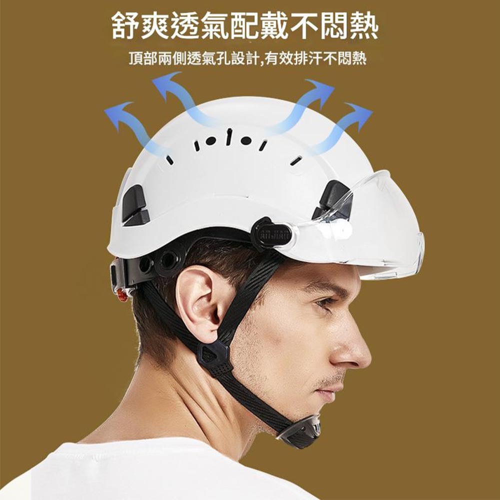 Construction site safety helmet (white) with earmuffs, , large