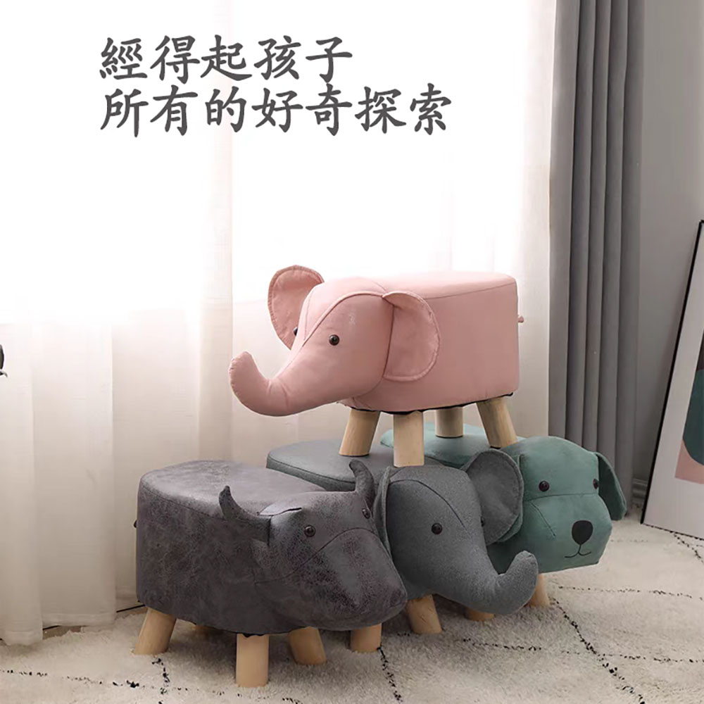 創意動物造型實木兒童小矮凳小狗綠色, , large