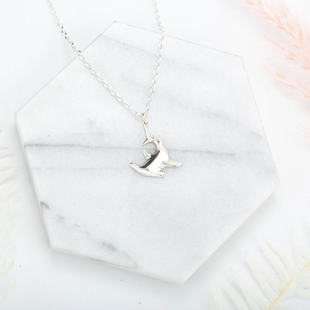 【Angel & Me】Hammerhead shark s925 sterling silver necklace Birthday gift, , large