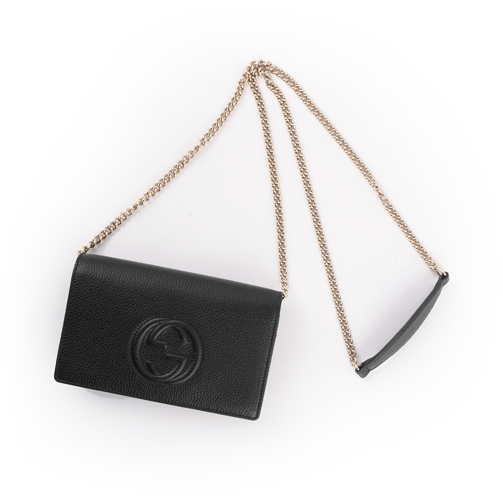 GUCCI SOHO 系列牛皮皮夾式手拿/鍊包/黑色, , large