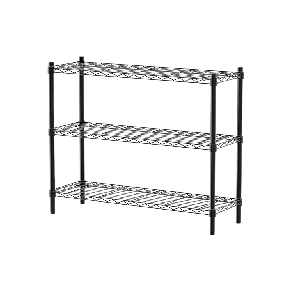 【Y HOUSE】90x30x75cm Lightweight Three-Layer Iron Rack Iron Rack Shelf - Painted Black, , large