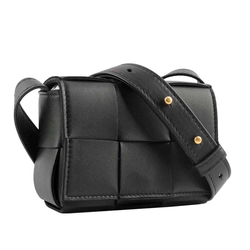 BOTTEGA VENETA 小羊皮Cassette迷你編織包/黑色, , large