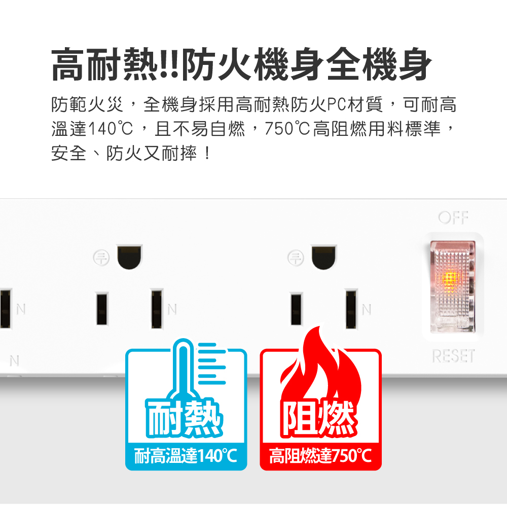 aibo 1開6插PD25W快充 專利三向出線抗雷擊延長線(台灣製)-1.8米, , large