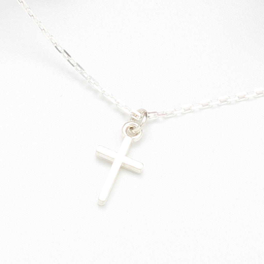 【Angel & Me】Simple Mini Cross s925 sterling silver necklace Faith God Jesus gift, , large