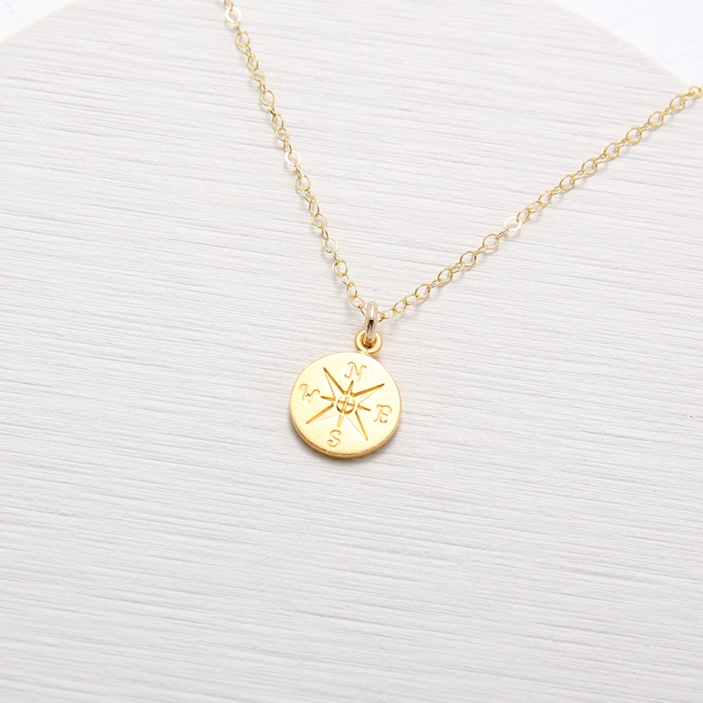 【Angel & Me】Good Luck Compass s925 sterling silver 24k gold plated necklace, , large