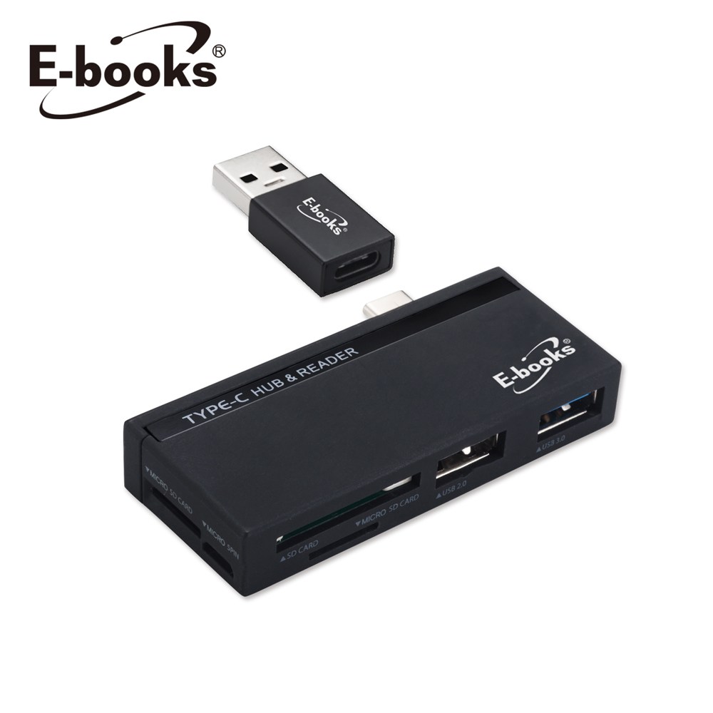 [ E-books ] T42 Type C+USB3.0萬用雙介面OTG HUB讀卡機, , large