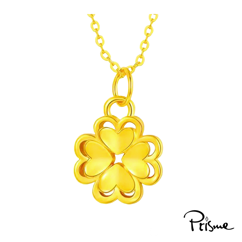 【Prisme Gold】黃金項鍊 鏤空幸運四葉草 黃金鍊墜項鍊 (金重：約0.08錢&plusmn;0.03), , large
