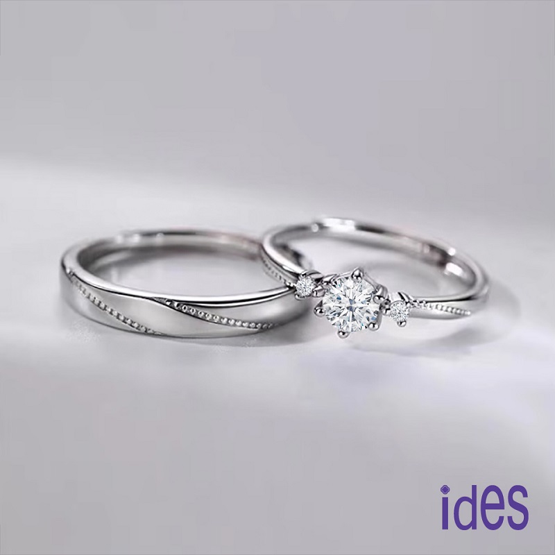 [ides愛蒂思] 日系設計款50分F/VS1頂級3EX車工鑽石戒指結婚戒指情侶對戒/一見傾心, , large