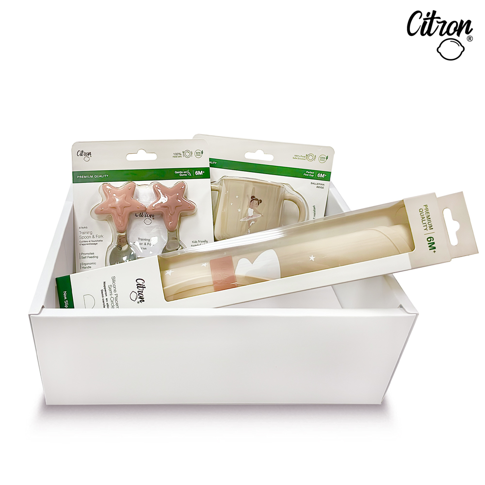 【Citron】幼兒餐具禮盒(芭蕾女孩-迷你矽膠杯+矽膠餐墊_天鵝+幼兒餐具兩件組_浪漫粉), , large