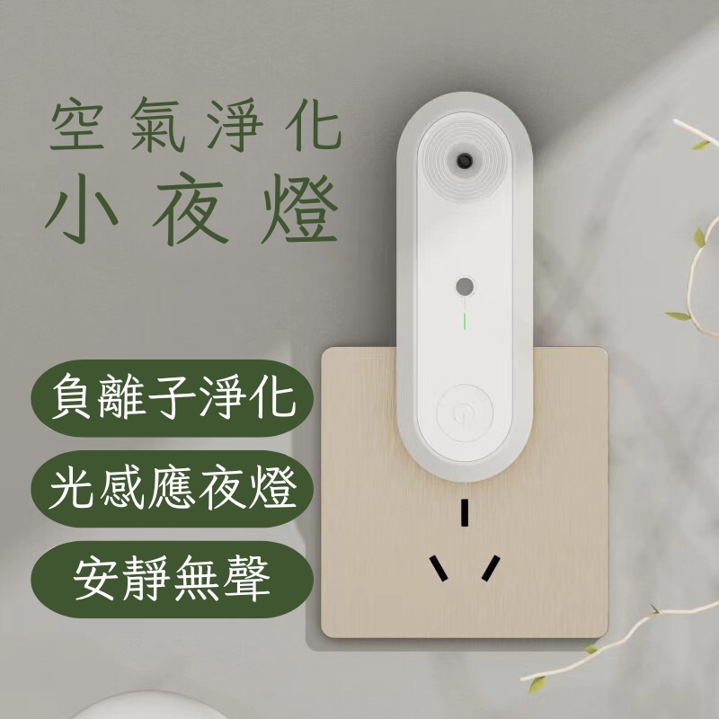Plug-In LED Night Light with Negative Ion Air Purifier & Light Sensor, , large