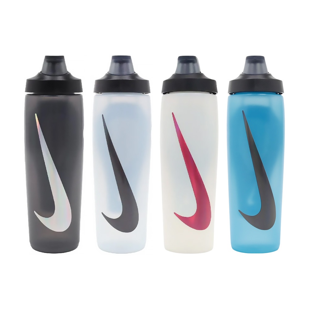 NIKE REFUEL BOTTLE 瓶蓋擠壓水壺 24OZ/709ml 運動水壺 便攜 防漏 黑銀 白黑 白紅 藍黑, , large