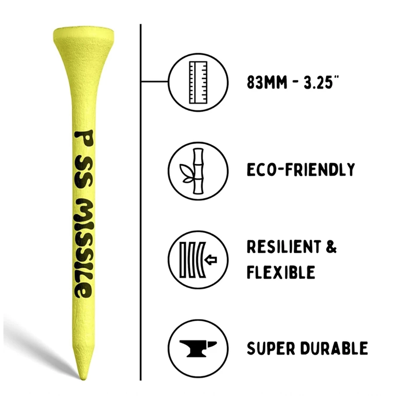 Piss Missile Golf Driver Tees 83mm (18 pcs)｜Wooden Tees, , , large