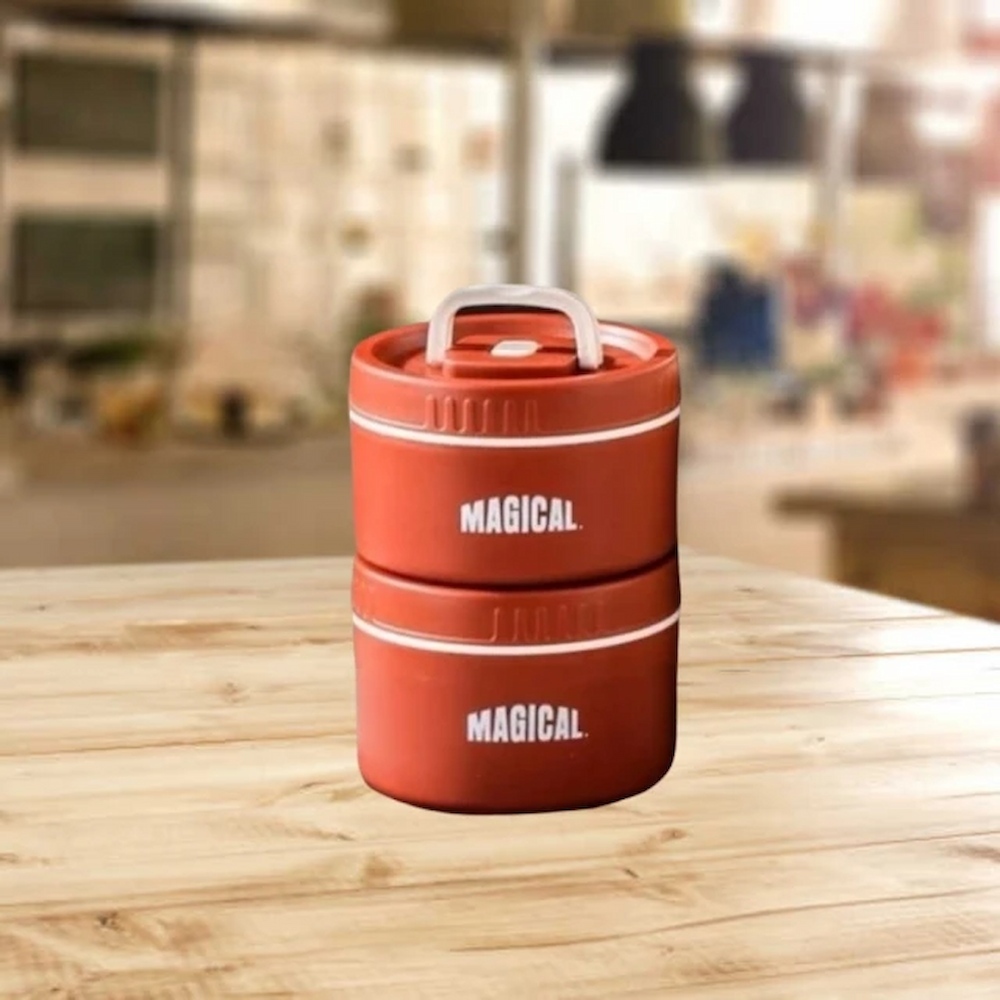 【A&R】日式304不鏽鋼便當盒1600ML 二入組 紅色白邊保溫款, , large