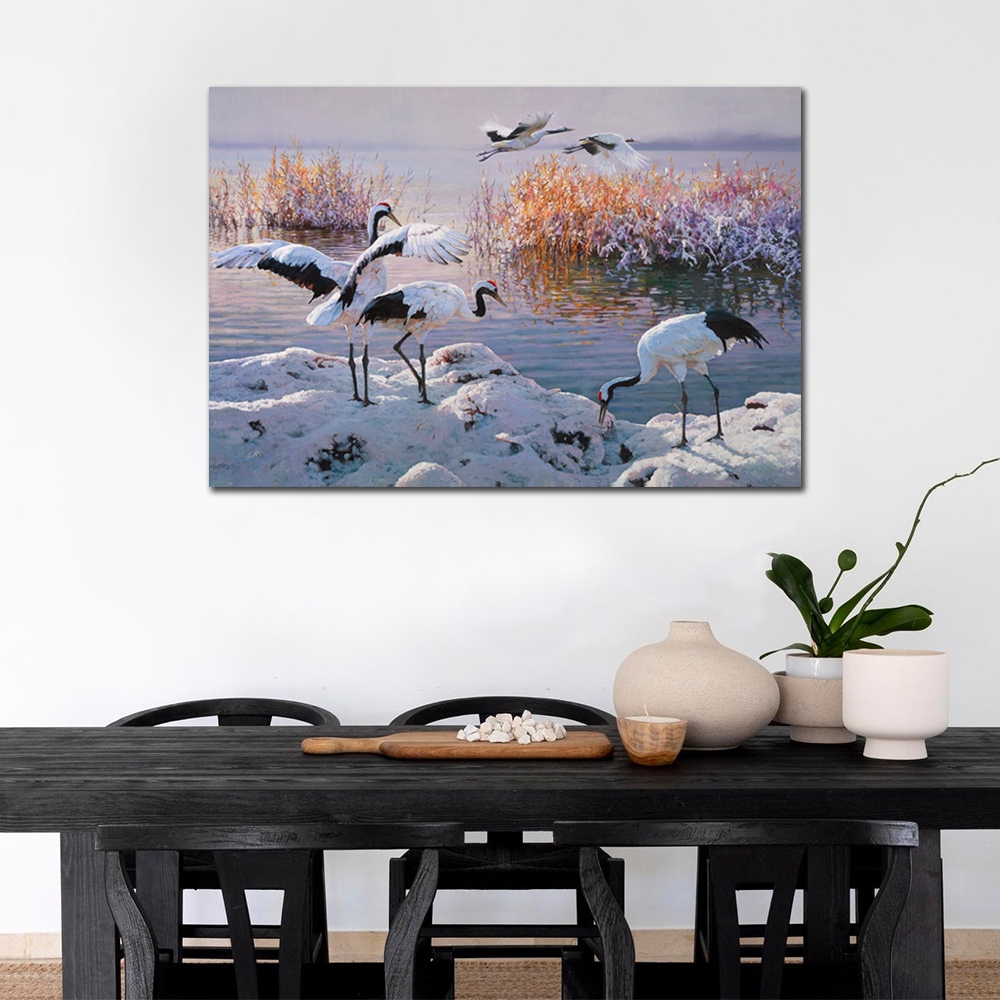 【御畫房】鶴舞 國家一級畫師手繪油畫60&times;90cm(VF-87), , large