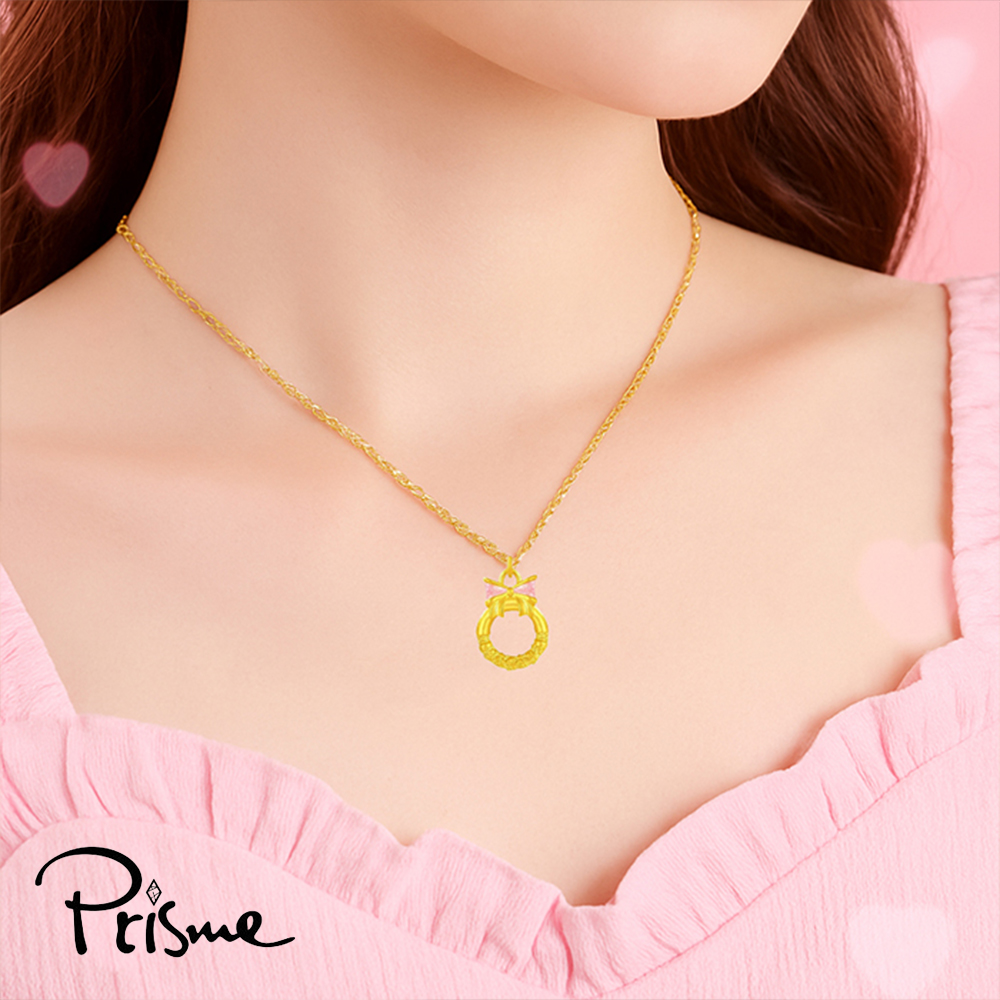 【Prisme Gold】黃金項鍊 蝴蝶結平安扣 鍊墜項鍊 (金重:約0.07錢&plusmn;0.03), , large