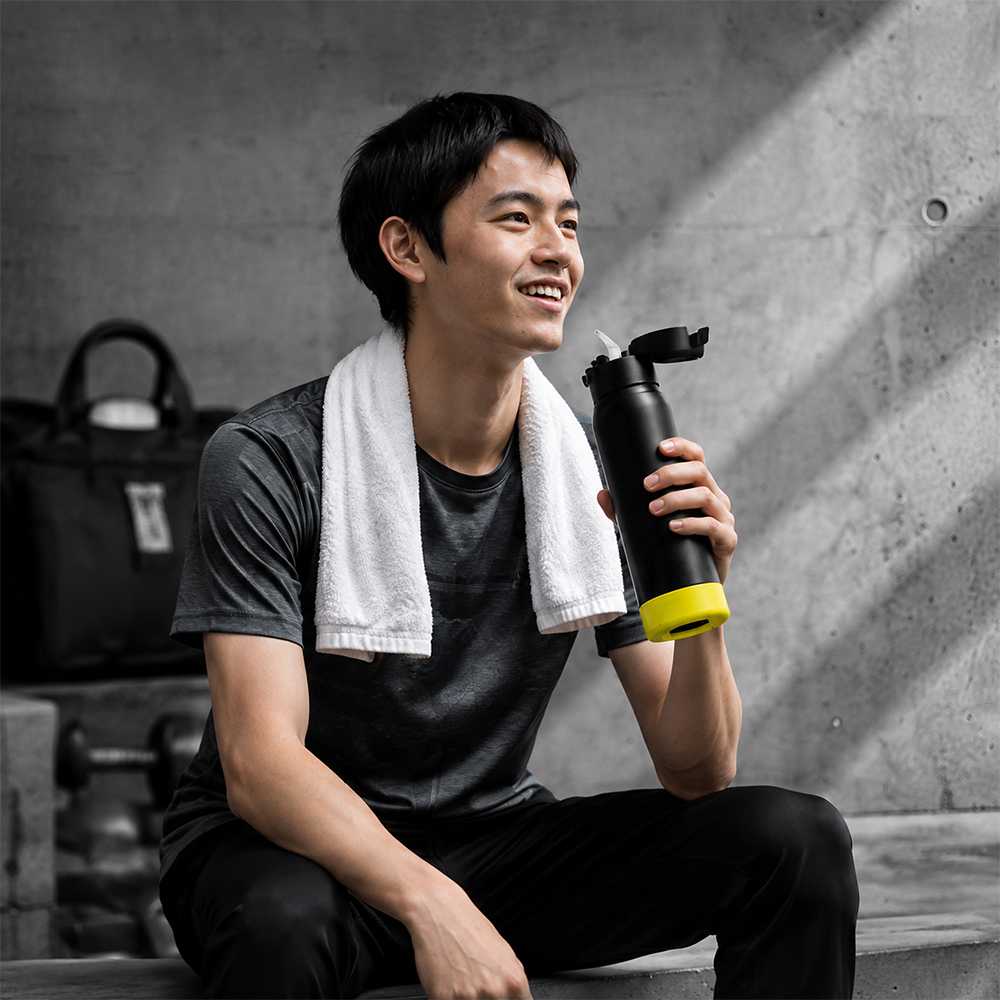 【日本孔雀Peacock】運動酷跑 316不鏽鋼 一鍵彈開吸管式 保冷保溫杯900ML(耐衝擊矽膠底座)消光黑, , large