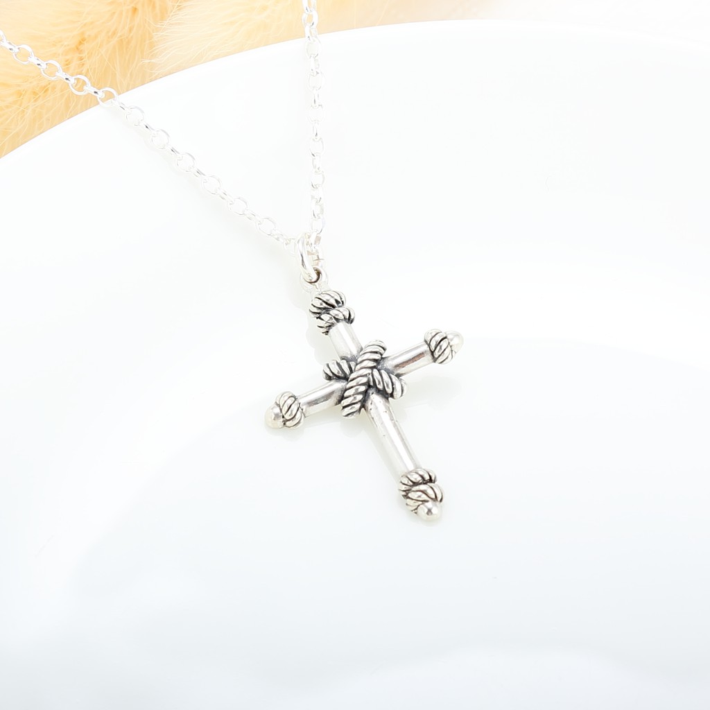 【Angel & Me】Cross knot Cross s925 sterling silver necklace Birthday gift, , large