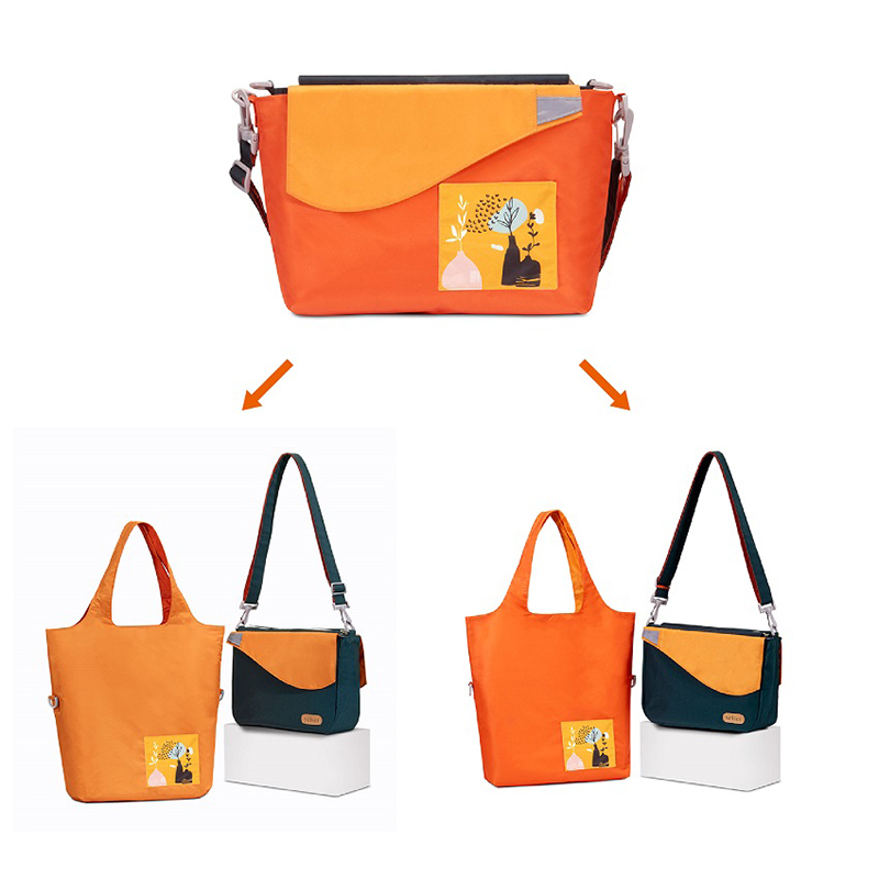 Eco-friendly Crossbody bag & tote bag Two-in-one, Reversible yoyo bag(Canary), , large