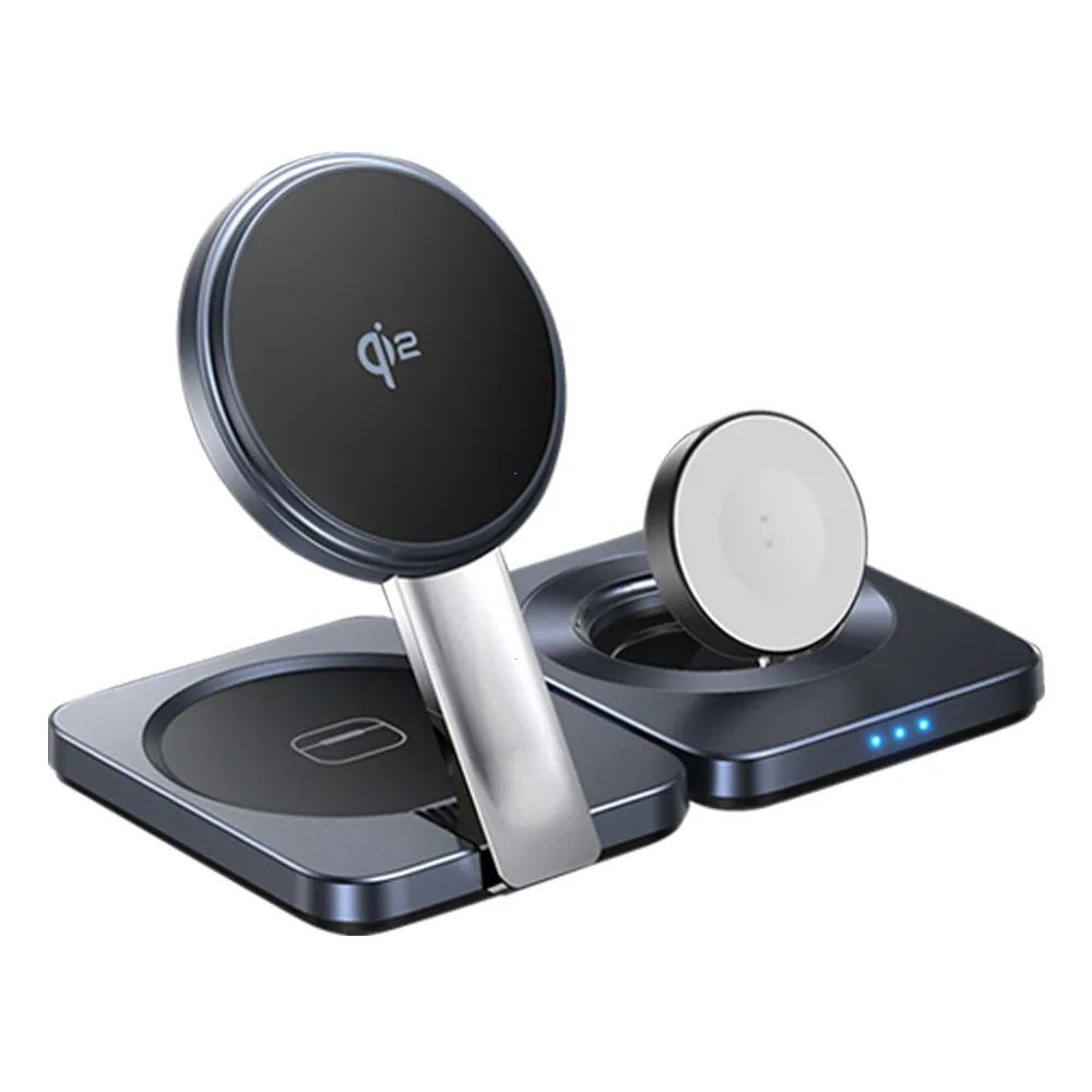 【Lisen】Qi2 三合一磁吸無線充 (桌面支架 桌上手機架 AppleWatch充電架 MagSafe 手機支架 AirPods), , large