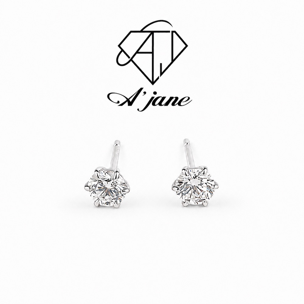 【A'jane】18K金 50分培育鑽耳環 經典六爪單鑽耳環 50分鑽石耳環-A022603-002, , large