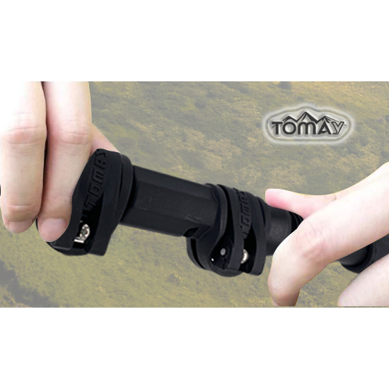 【台灣製-高CP值】TOMAY-Adventurer 經典黑-快扣三節登山杖 耐用圓頭兩用握把 7075航太輕鋁 (附腳墊、擋泥板), , large