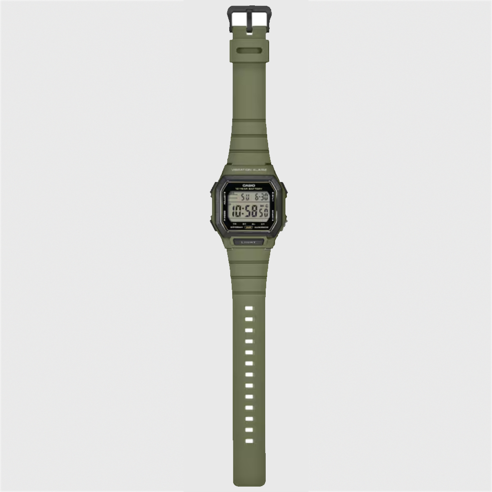 CASIO 卡西歐 10年電力方形電子錶-墨綠 手錶 學生錶 送禮 禮物 推薦(W-738H-3AV), , large