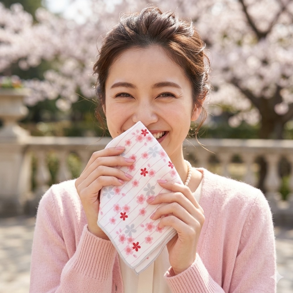 [瑪莎利亞]　日本製【濱文漾】純棉手帕/方巾－櫻花紛飛（3入組）, , large