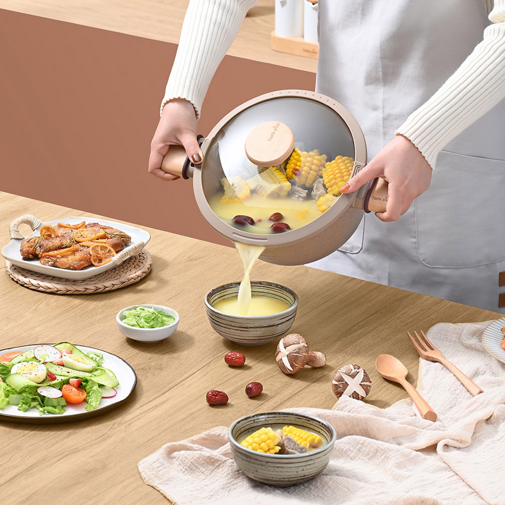 【Taste Plus】悅味 鑽石塗層 炒鍋+煎鍋+奶鍋+湯鍋 四件組 IH全對應設計(贈鍋蓋+蒸盤+木鏟), , large