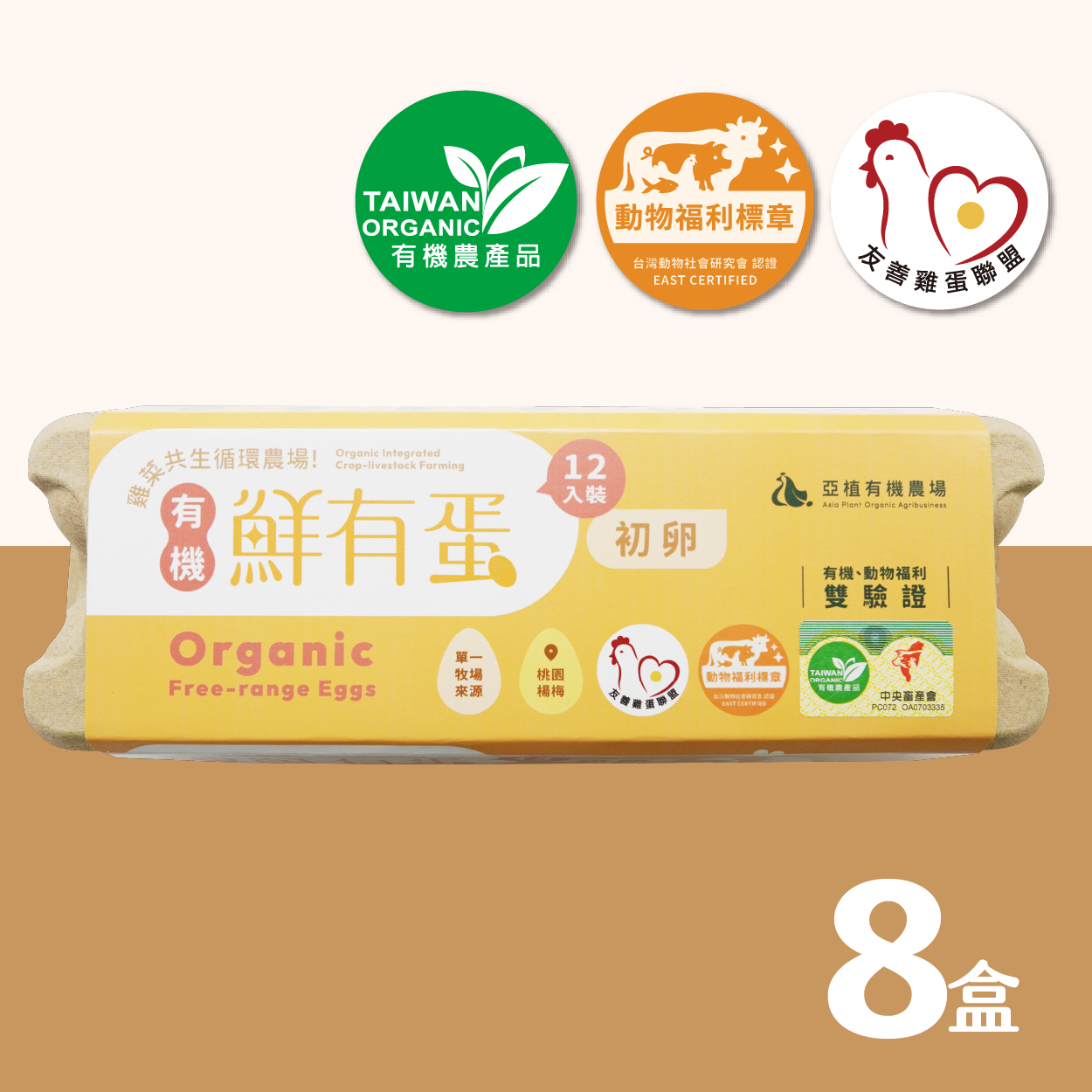 Organic Free-range Eggs First-laid Eggs &ndash; 96 eggs (Standard), , large