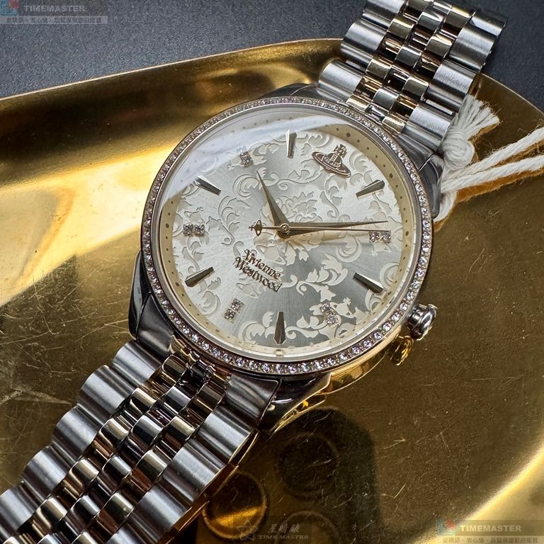 [星晴錶業]Vivienne Westwood手錶,38mm,VW30325銀白色錶面金色錶殼金銀相間精鋼錶帶款, , large