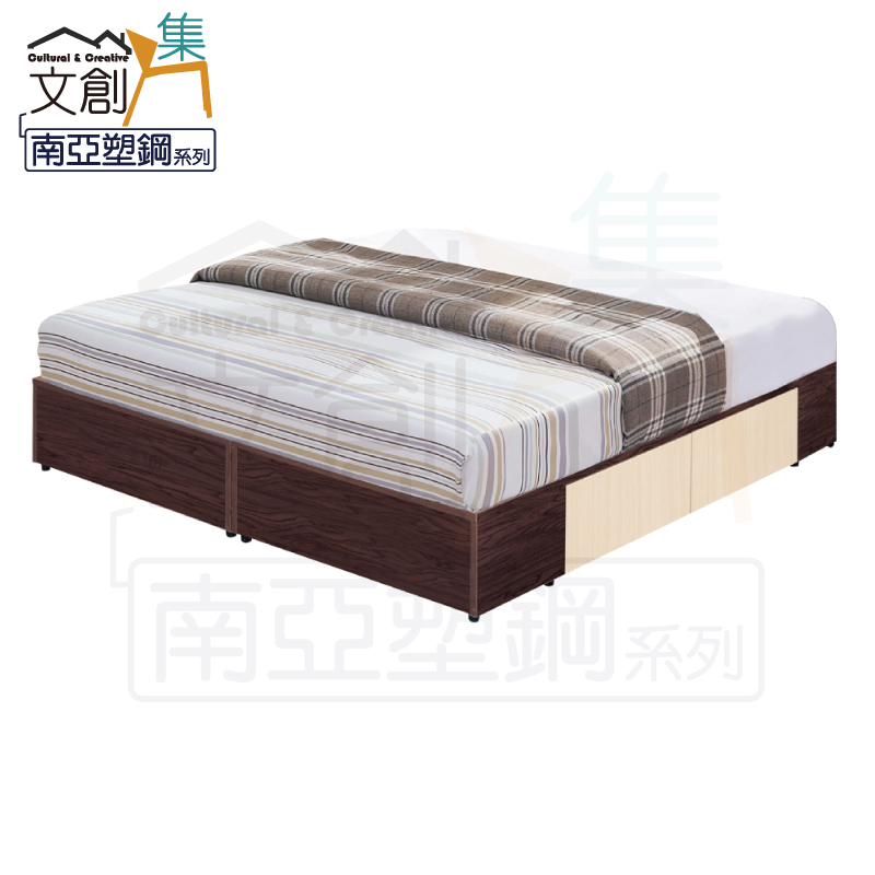 文創集 杜亞 環保5尺雙人南亞塑鋼二抽屜床底(側邊開合二抽屜設置)(客約商品), , large