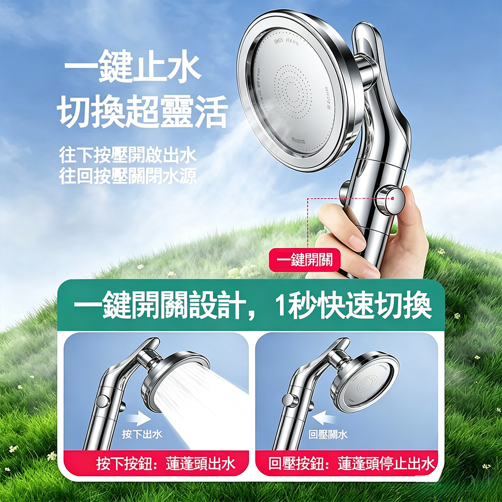 【HABABY環安家居】360 度可旋轉大彎頭增壓花灑 低水壓適用深層過濾淨水蓮蓬頭（省水，居家浴室好物）, , large