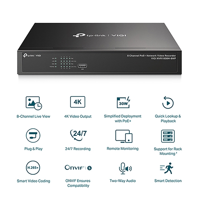 TP-LINK昌運監視器組合 VIGI NVR1008H-8MP 8路主機+VIGI C240I 4MP網路攝影機*6, , large