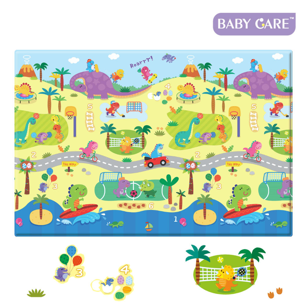【BabyCare皇冠】遊戲墊─恐龍運動會(185x125x1.2 cm), , large