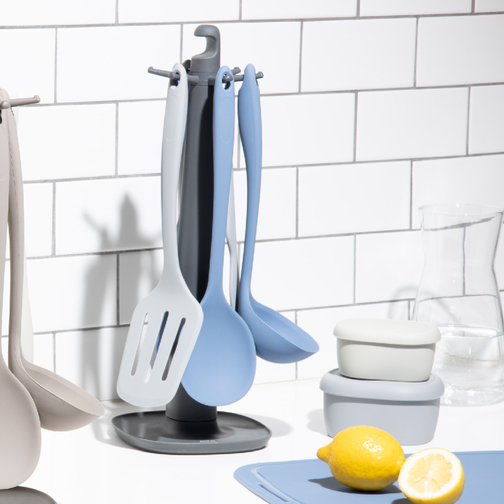 [Korean SiliPot] Kitchen Tool Rack (Aesthetically pleasing rack, can be sterilized with hot water), 冷灰, large