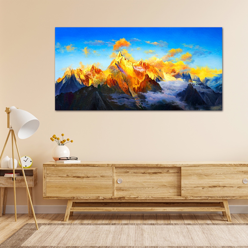 【御畫房】日照金山 國家一級畫師手繪油畫60&times;120cm(VF-145), , large