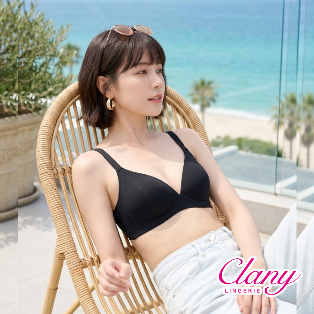 可蘭霓Clany 台灣製吸濕排汗無痕無鋼圈美型 S-2XL 減壓內衣 黑色 6961-63, , large