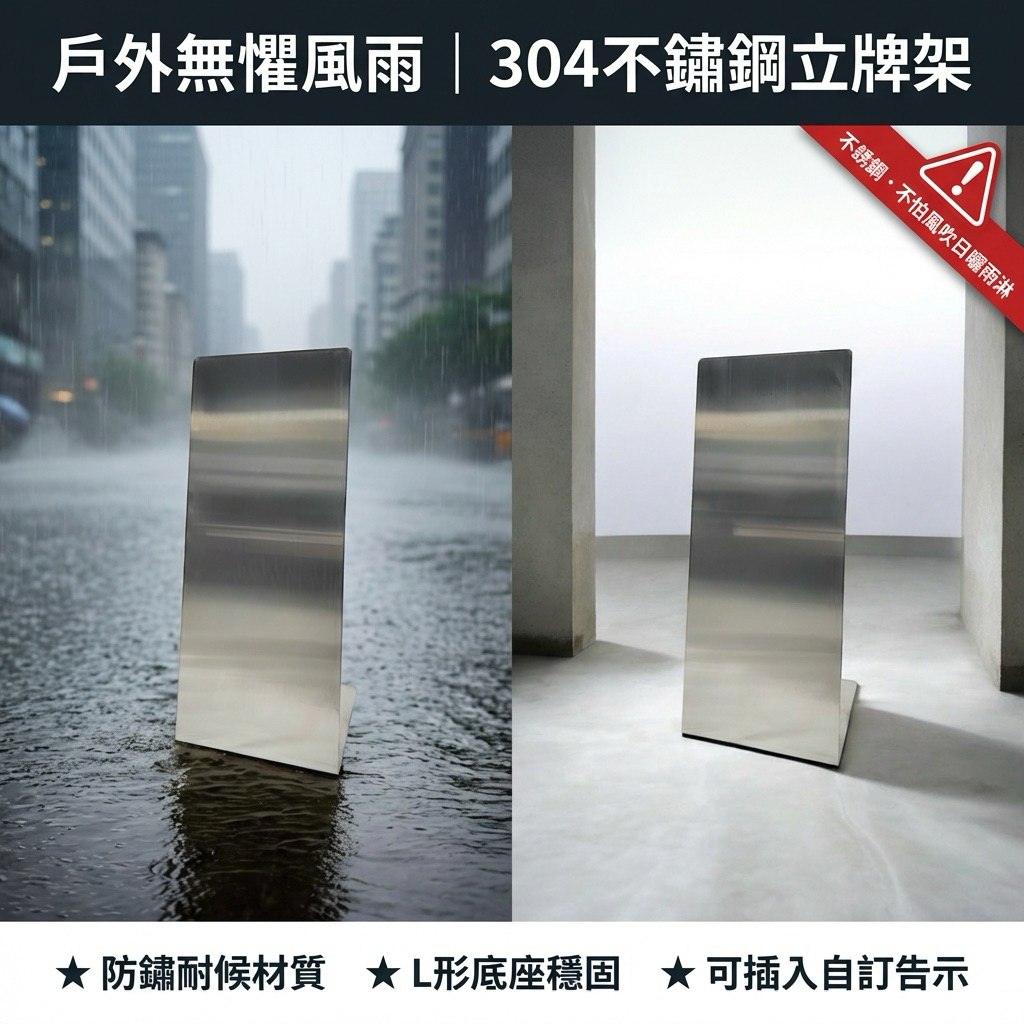 【 SHAONIANNA.TW 】304不鏽鋼立牌架 戶外適用 不易生鏽（不含印刷） 不鏽鋼立式立牌架 防水防鏽, , large