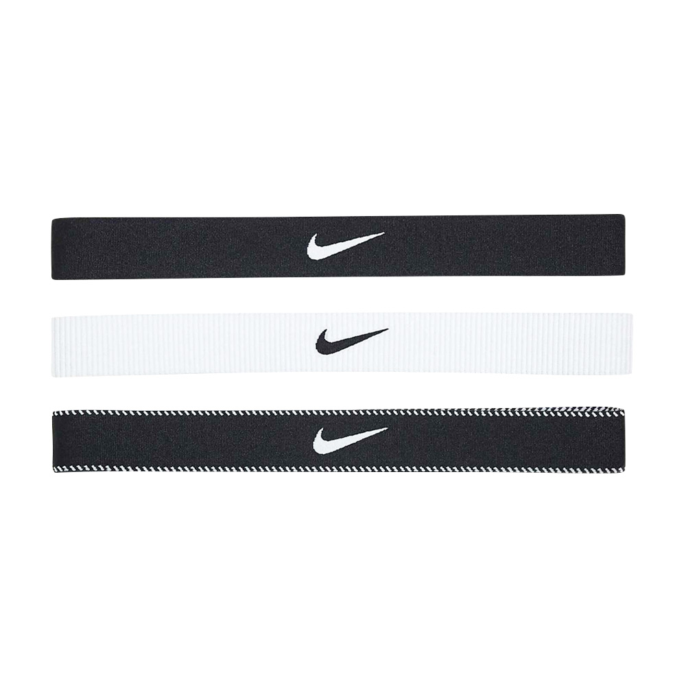 NIKE FLEX CLASSIC 寬版頭帶 3PK 三入裝 運動頭帶 止汗髮帶 簡約 穩固 矽膠防滑 貼合 彈性 N1011932036OS黑白, 黑白, large