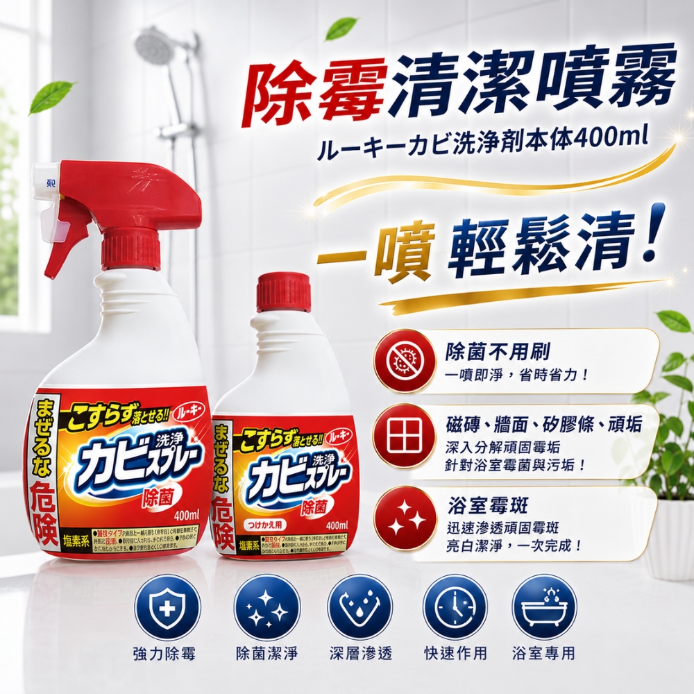 〔本野有限公司〕日本第一石鹼浴廁除霉噴霧系列400ML, , large